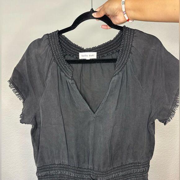 Bella Dahl Soraida Black Lyocel Gathered Waist Mini Dress - Picture 4 of 8